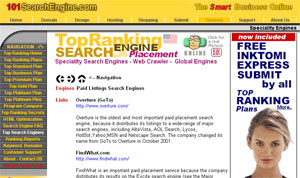 Paid Listings Search Engines by 101searchengine.com